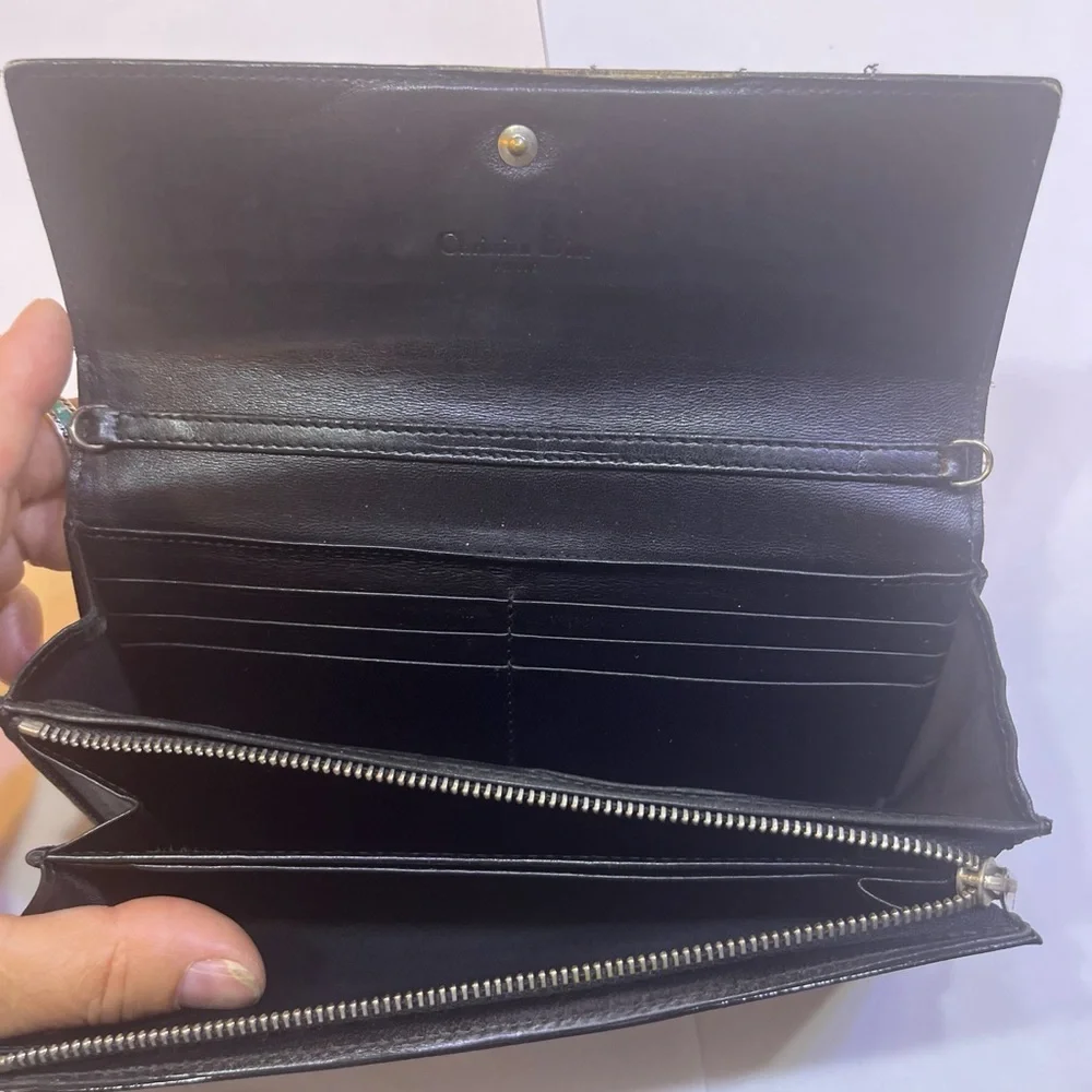 Christian Dior Black Leather Wallet Dior Black Patent Leather wallet